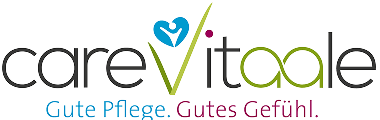 careVitaale Logo mit Slogan "Gute Pflege. Gutes Gefühl." – moderner Pflegedienst und Betreuung für Senioren